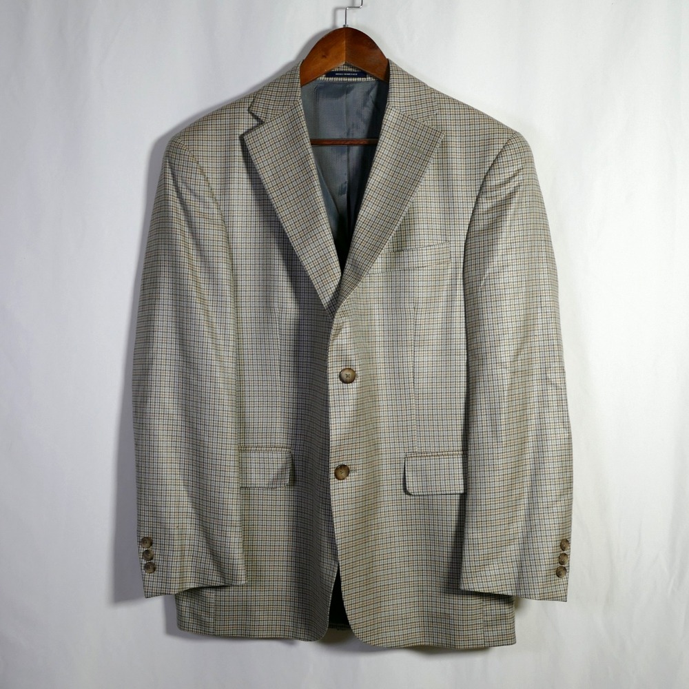 Mens Ivy Style Gun Club Check Sport Coat Size 38S Silk Wool Preppy Academia